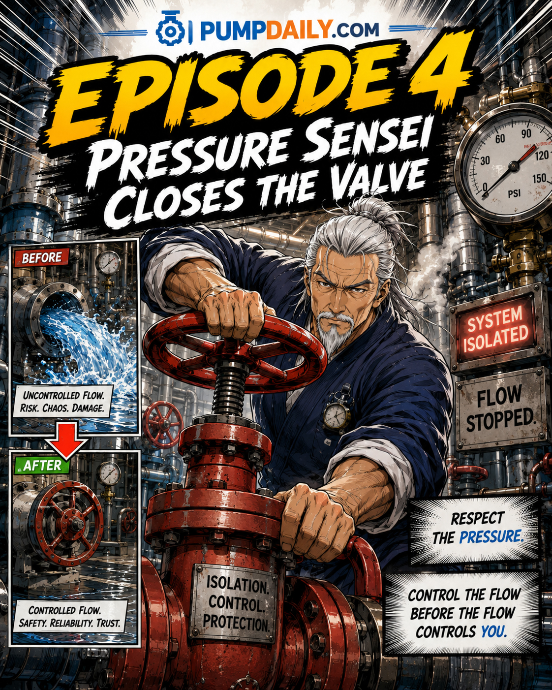 Pressure Sensei closing a valve to teach pressure and flow