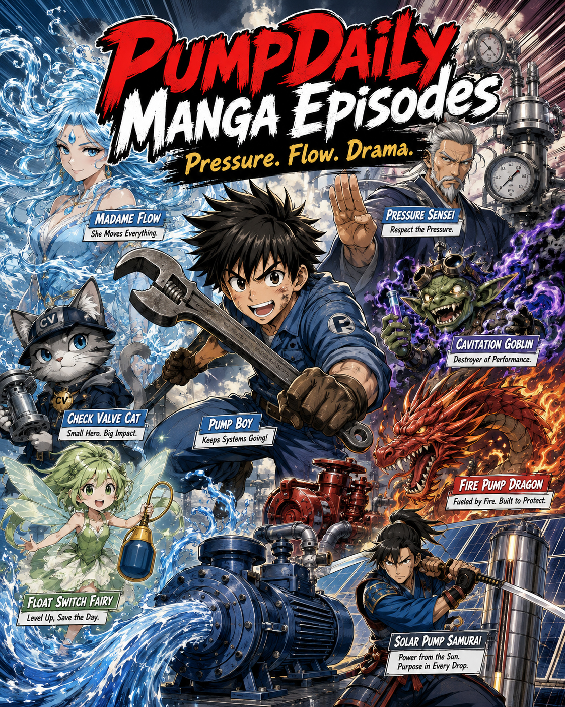 PumpDaily manga episode cover with pump characters