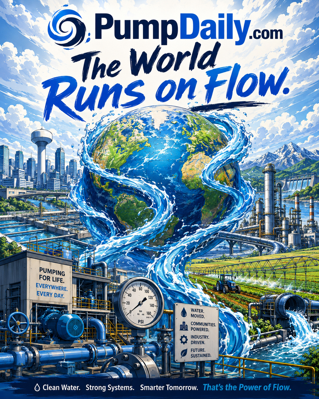 PumpDaily about artwork showing the world running on flow